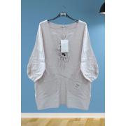 Wholesale Plain Bow Drawstring Button Pockets Linen Top