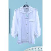 Wholesale Plain Button Up Flap Pockets Linen Shirt
