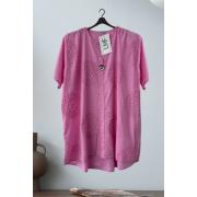 Wholesale Embroidered Sunflower Pattern High Low Hem Cotton Top