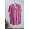 Embroidered Sunflower Pattern High Low Hem Cotton Top