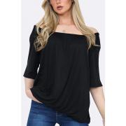 Wholesale Plain Scoop Neck Elasticated Hem Top