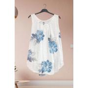 Wholesale Petunia Flower Print Round Hem Cotton Top