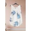 Petunia Flower Print Round Hem Cotton Top wholesale tops