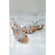 Wholesale Diamante Wedge Elastic Strap Heels Sandal