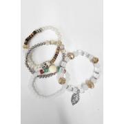 Wholesale Multi Stone Charm Leaf Stretch Bracelet