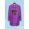 Sequin Love Heart Motif High Low Hem Cotton Hoody