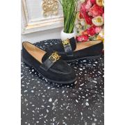 Wholesale Suede Gold Buckle Toe Loafers