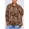 Leopard Print Collar High Low Hem Shirt