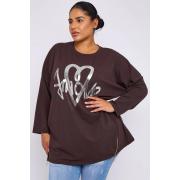 Wholesale Foil Heart Print Side Zip Detail Cotton Top