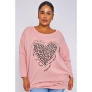 Wholesale Leopard Heart Print Pockets Cotton Top