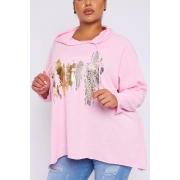 Wholesale Foil Brush Stroke Pattern High Low Hem Cotton Hoody