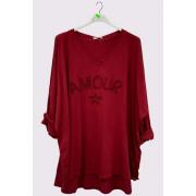 Wholesale Star Applique Pattern High Low Hem Cotton Top