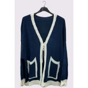 Wholesale Crochet Pattern Drawstring Knitted Pockets Cardigan