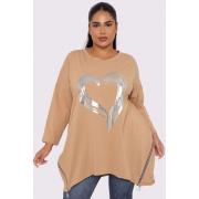 Wholesale Foil Heart Print Side Zip Detail Cotton Top