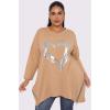 Foil Heart Print Side Zip Detail Cotton Top wholesale tops
