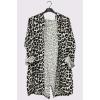 Leopard Print Hooded Drawstring Hem Cotton Cardigan