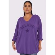Wholesale Star Applique Pattren High Low Hem Cotton Top