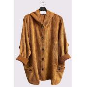 Wholesale Plain Button Up Pockets Ribbed Hoody