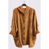Plain Button Up Pockets Ribbed Hoody
