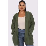 Wholesale Plain Ruffle Sleeve Pockets Cardigan