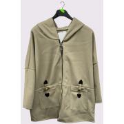Wholesale Ribbed Zip-Up Pocket Hooded Jacket
