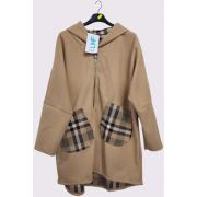 Wholesale Plaid Pattern Zip Up Pockets Hooded Jacket