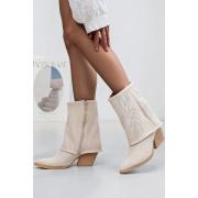 Wholesale Suede Embroidered Side Zip Boot