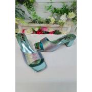 Wholesale Metallic Foil Strap Block Heel Slider