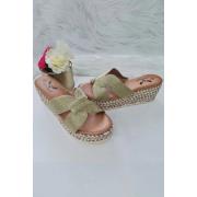 Wholesale Raffia Cutout Strap Wedge Slider