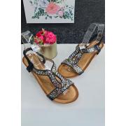 Wholesale Padded Embellished Open Toe Elastic Strap Sandal