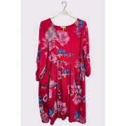 Wholesale Lily Flower Print Pockets Cotton Dress