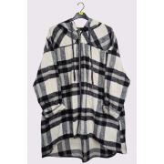 Wholesale Check Print Zipped Cotton Hooded Jacket