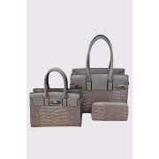 Wholesale Crocodile Pattern Two Handle Shoulder Bag Set