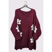 Wholesale Daisy Flower Pattern High Low Hem Jumper
