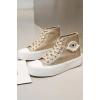 Beaded Eye Lace Up Ankle Sneakers