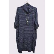 Wholesale Multicoloured Stripes Front Pockets Dress