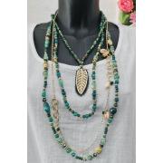 Wholesale Beaded Leaf Sea Shell Layered Necklace
