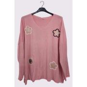 Wholesale Flower Applique Soft Knit Top