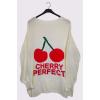 Cherry Perfect Slogan Cherry Pattern Knit Cuffed Sleeve Jump