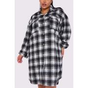Wholesale Check Print Front Pockets Longline Shirt