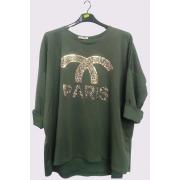 Wholesale Foil Leopard Paris Print High Low Hem Top