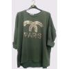 Foil Leopard Paris Print High Low Hem Top wholesale plus size clothing