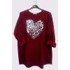 Foil Leopard Heart Print Dipped Hem Top wholesale tops