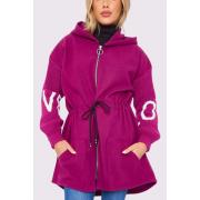 Wholesale Plain Drawstring Waist Knit Sleeve Hooded Jacket