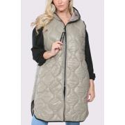 Wholesale Plain Quilted Side Pockets Curved Hem Gilet Jacket