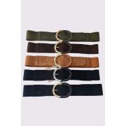 Wholesale Suede Two Tone Buckle Elasticated Belt