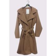 Wholesale Stripe Pattern Front Pockets Belt Coat