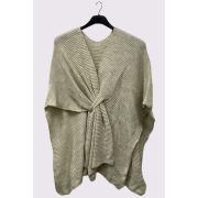 Wholesale Ribbed Front Wrap Knitted Poncho