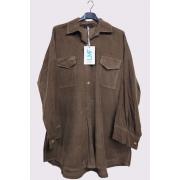 Wholesale Corduroy High Low Hem Pockets Cotton Shirt
