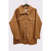 Wholesale Faux Fur Pockets Button Fastening Shacket